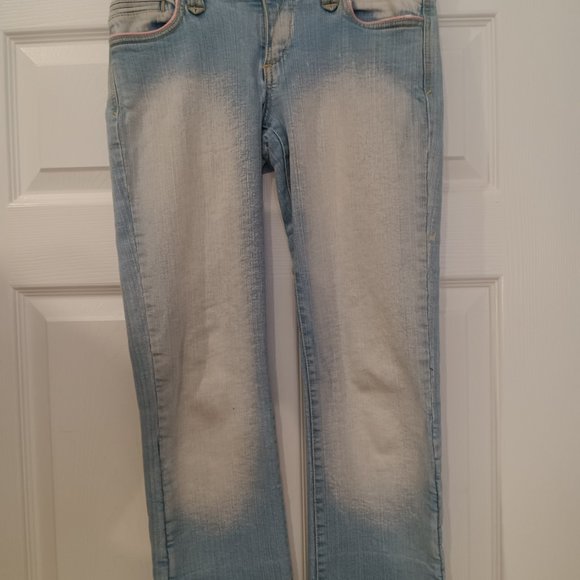 Capri jeans stonewash with pink trim size 3 - Picture 2 of 8